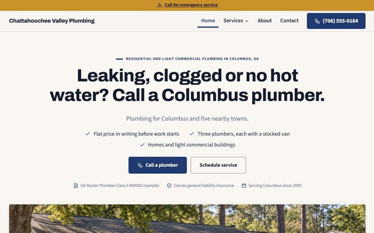 Preview of the Chattahoochee Valley Plumbing sample site