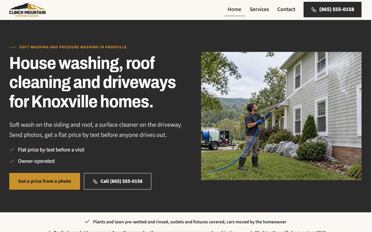 Preview of the Clinch Mountain Exterior Cleaning sample site